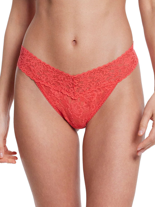 Original Rise Signature Lace Thong In Hibiscus Bloom - Hanky Panky