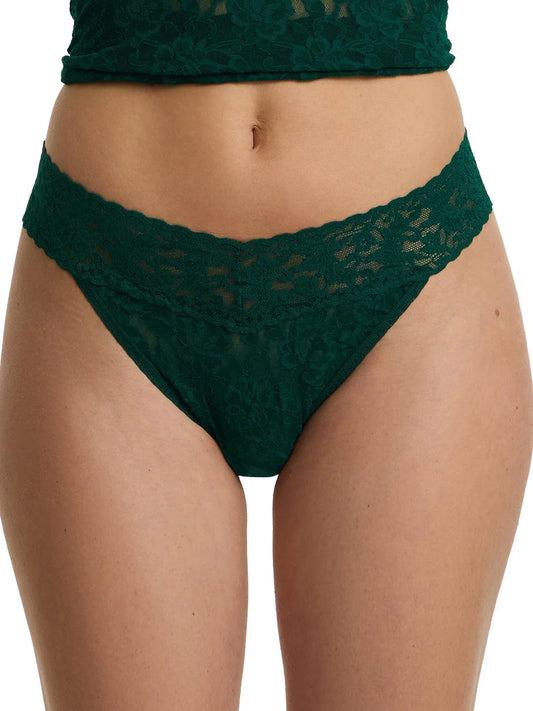 Original Rise Signature Lace Thong In Spruce - Hanky Panky