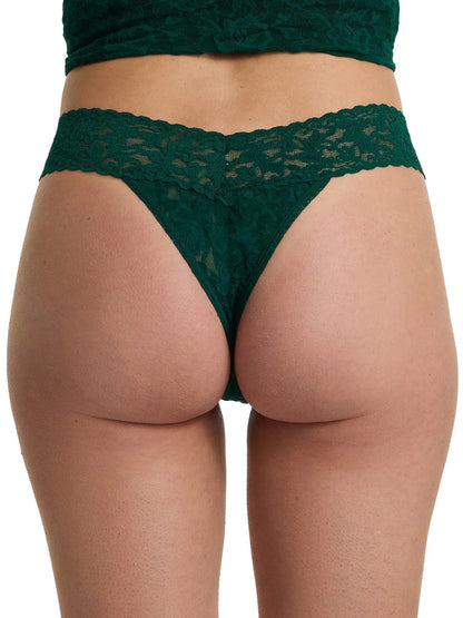 Original Rise Signature Lace Thong In Spruce - Hanky Panky