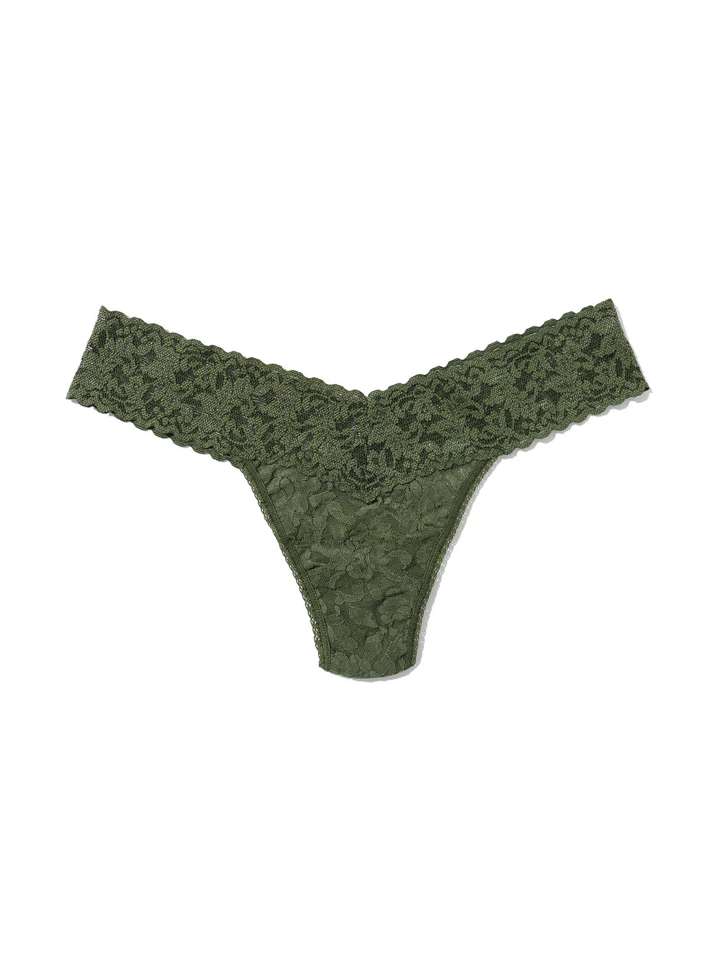 Low Rise Signature Lace Thong In Herb Green - Hanky Panky