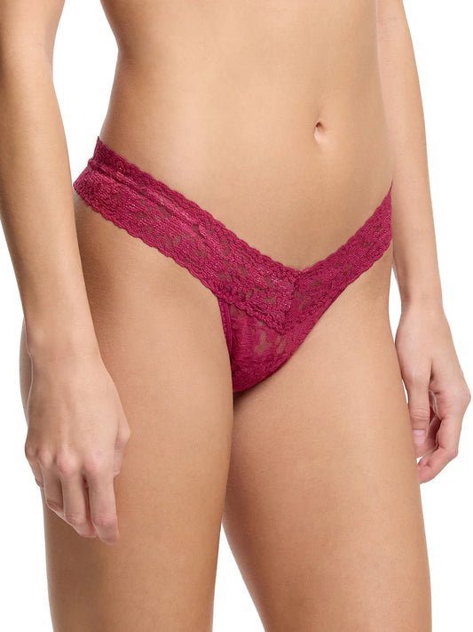 Low Rise Signature Lace Thong In Merlot - Hanky Panky