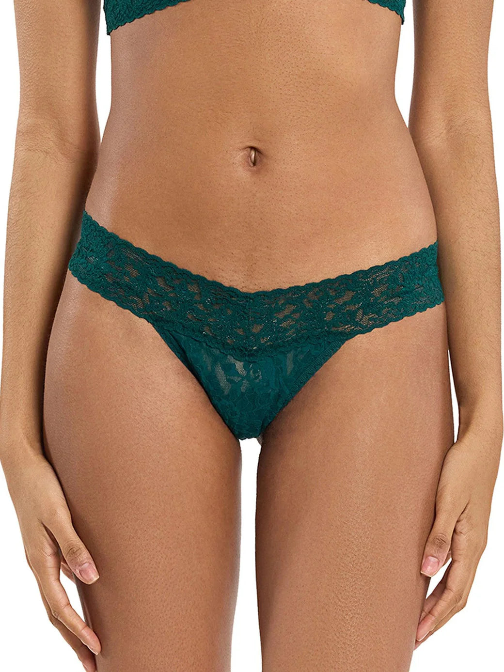 Low Rise Signature Lace Thong in Mountain Green - Hanky Panky