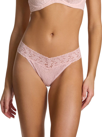 Original Rise Signature Lace Thong In Blushing Rose - Hanky Panky