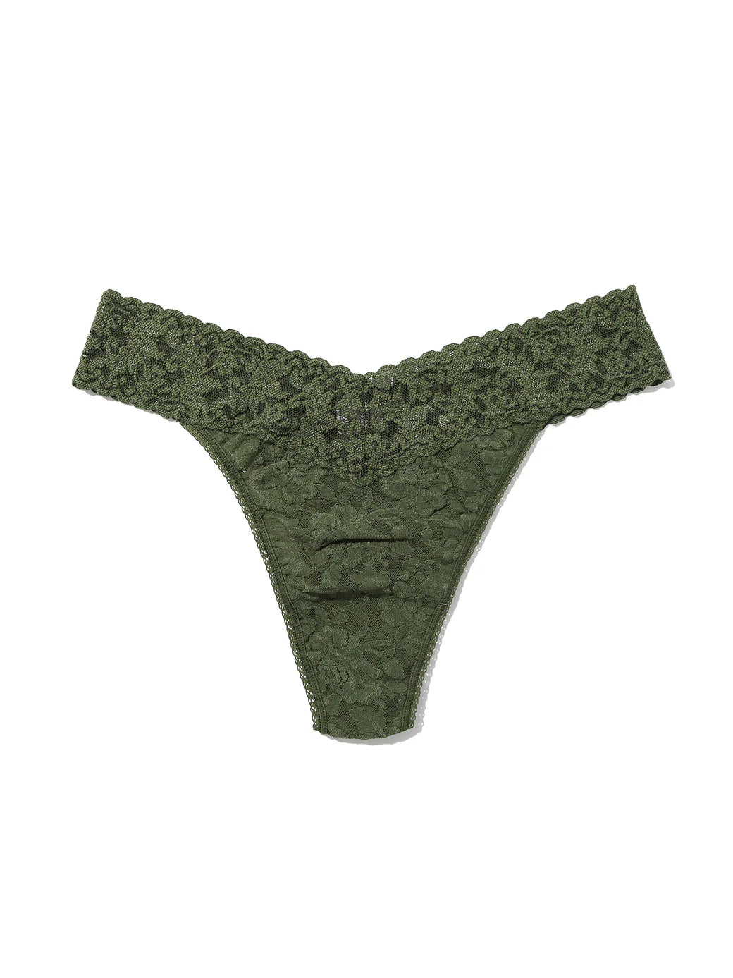 Original Rise Signature Lace Thong In Herb Green - Hanky Panky