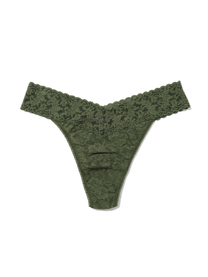 Original Rise Signature Lace Thong In Herb Green - Hanky Panky