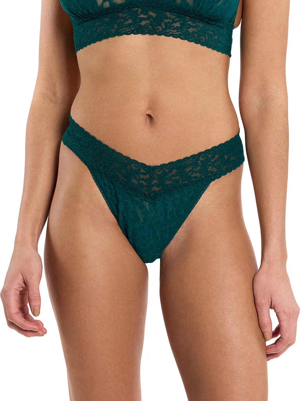 Original Rise Signature Lace Thong In Mountain Green - Hanky Panky