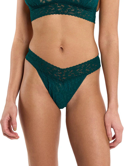 Original Rise Signature Lace Thong In Mountain Green - Hanky Panky