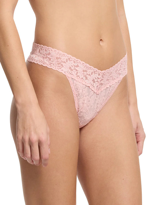 Original Rise Signature Lace Thong In Pretty In Peach - Hanky Panky