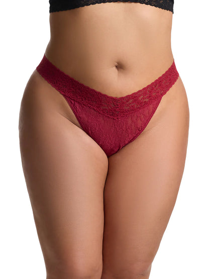 Plus Size Original Rise Signature Lace Thong In Wild Berries - Hanky Panky