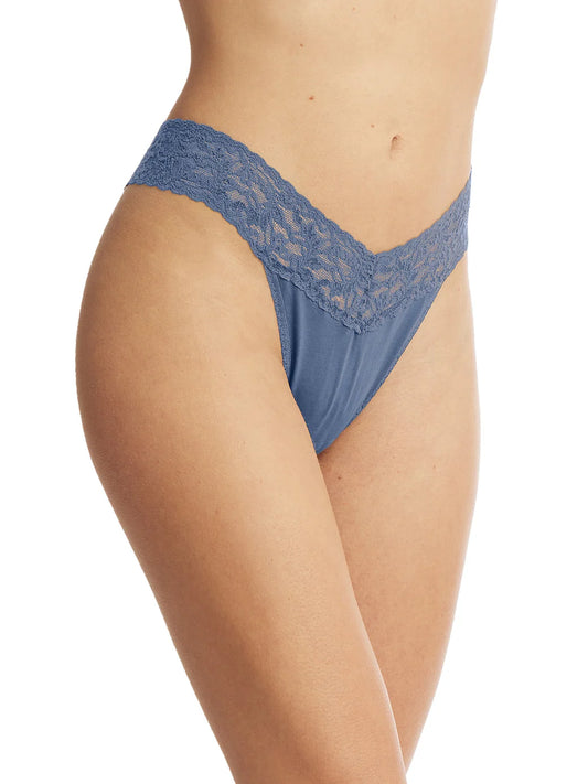 Supima Cotton Original Rise Thong In Washed Indigo - Hanky Panky