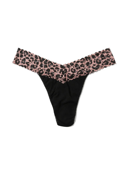 Supima Cotton Original Rise Thong In Black/ Walk On The Wild Side - Hanky Panky