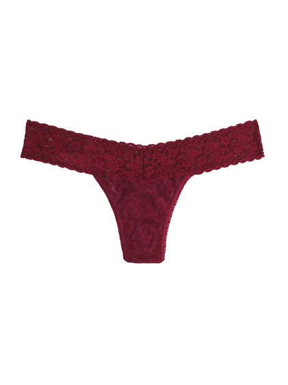 Low Rise Signature Lace Thong in Dark Pomegranate Red - Hanky Panky