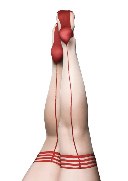 Whitney: Red Back Seam Thigh Highs- Classy With A Little Sassy - Kix'ies