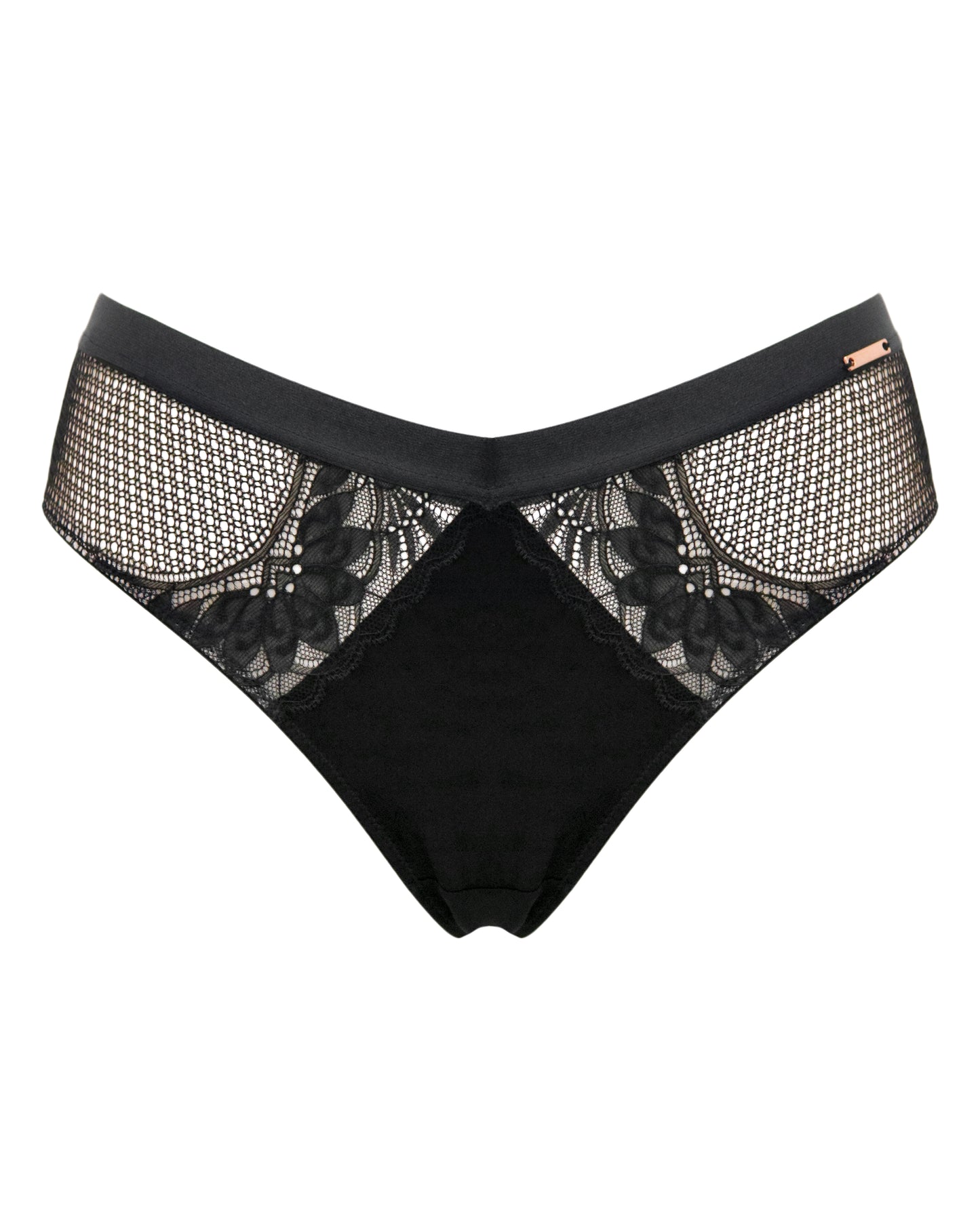 India Gatsby Lace V Brief In Black & Cosmetic - Pour Moi