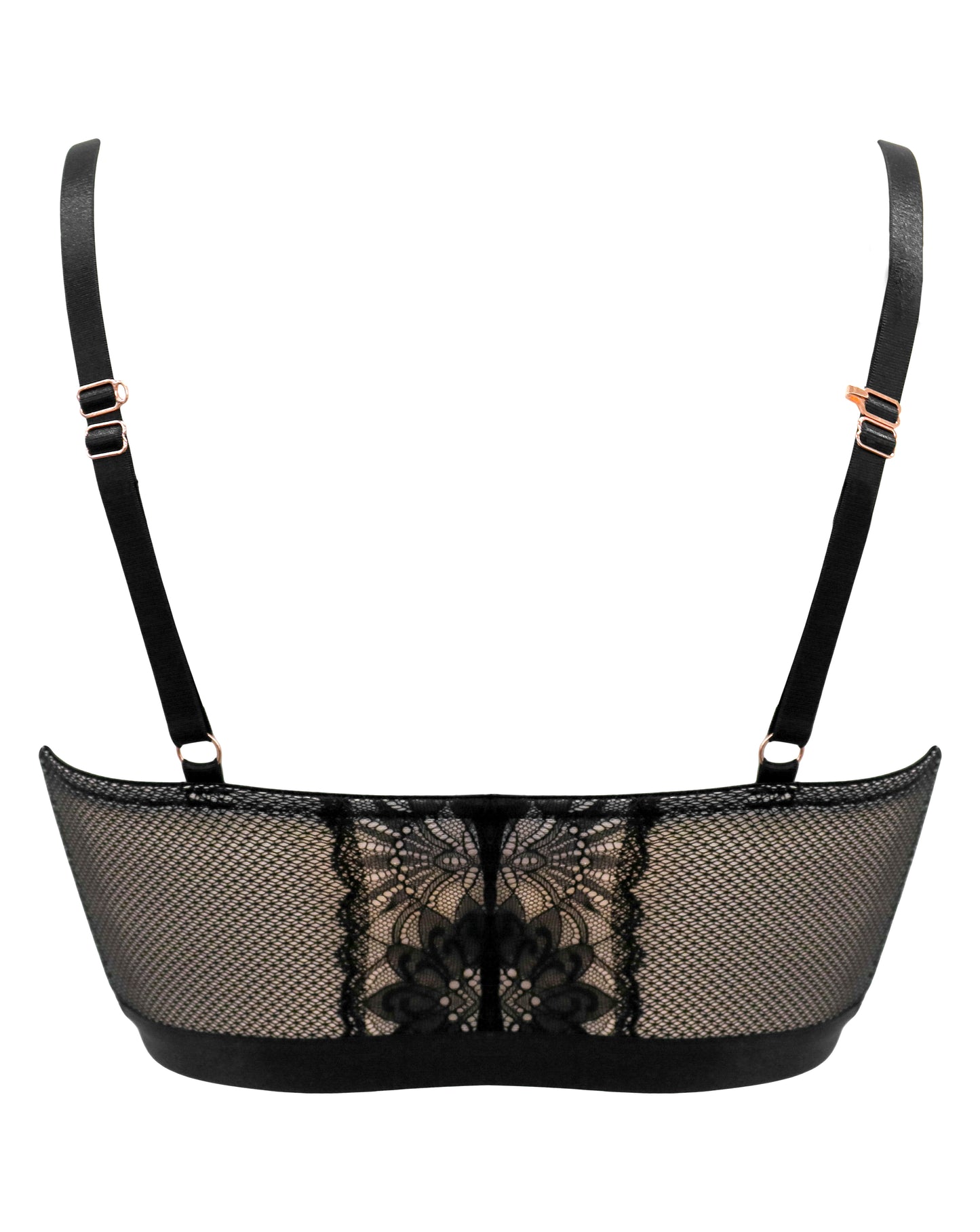 India Gatsby Lace Front Fastening Bralette In Black & Cosmetic- Pour Moi