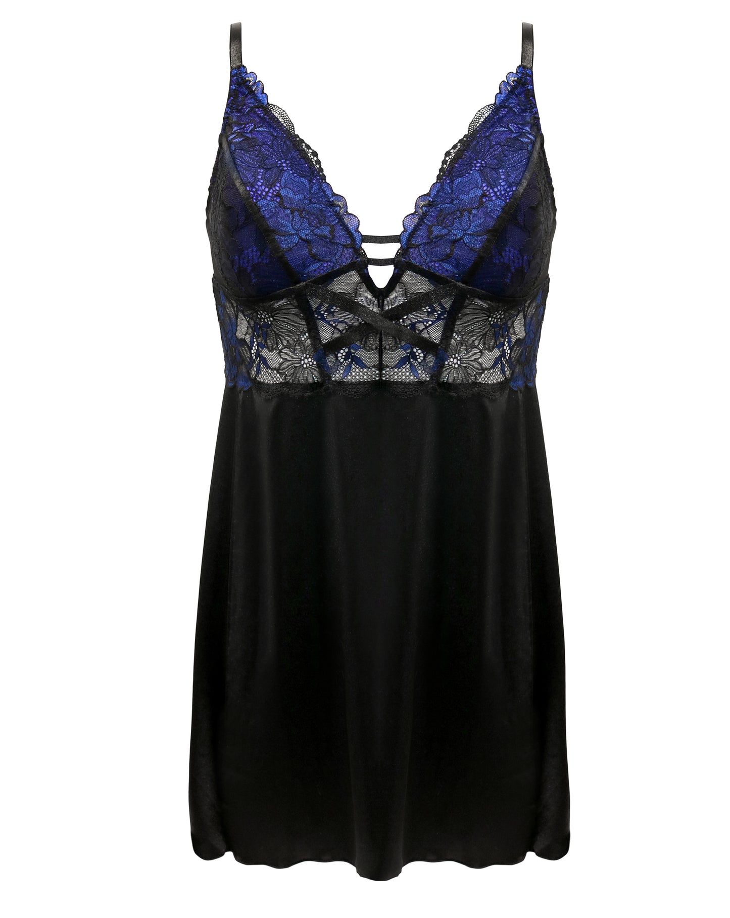 After Hours Chemise In Black & Blue- Pour Moi