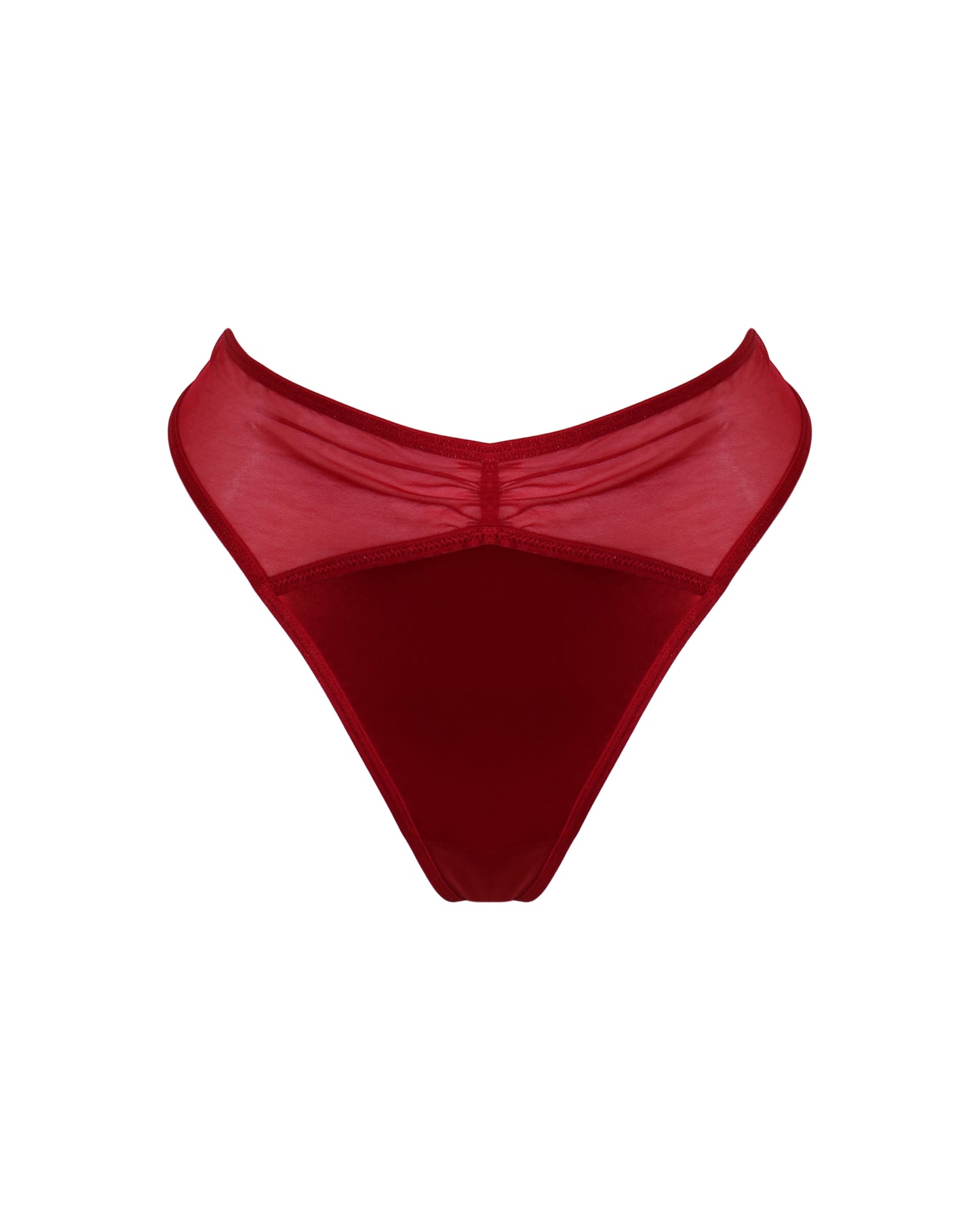 All Yours Satin And Mesh Thong In Red - Pour Moi