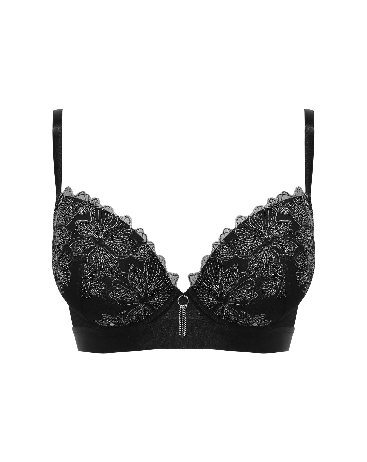 Constance Padded Push Up Bra In Black & Silver - Pour Moi