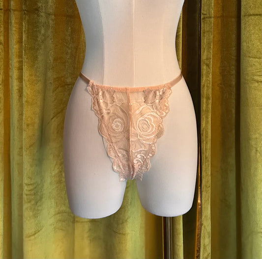 The Lace G-String In Whisper Peach - Kilo Brava