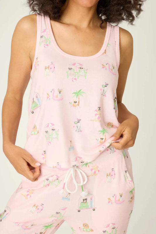 Pupcation Palms Sunnies & Sunshine Tank Top in Light Pink - PJ Salvage