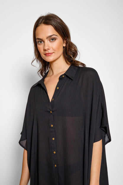 Miami Big Shirt Dress In Black - Koy Resort