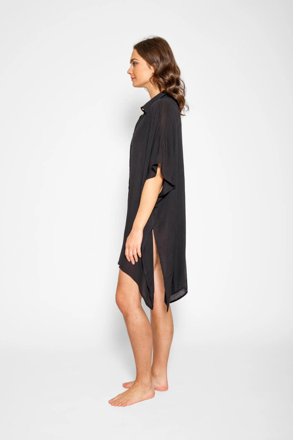 Miami Big Shirt Dress In Black - Koy Resort