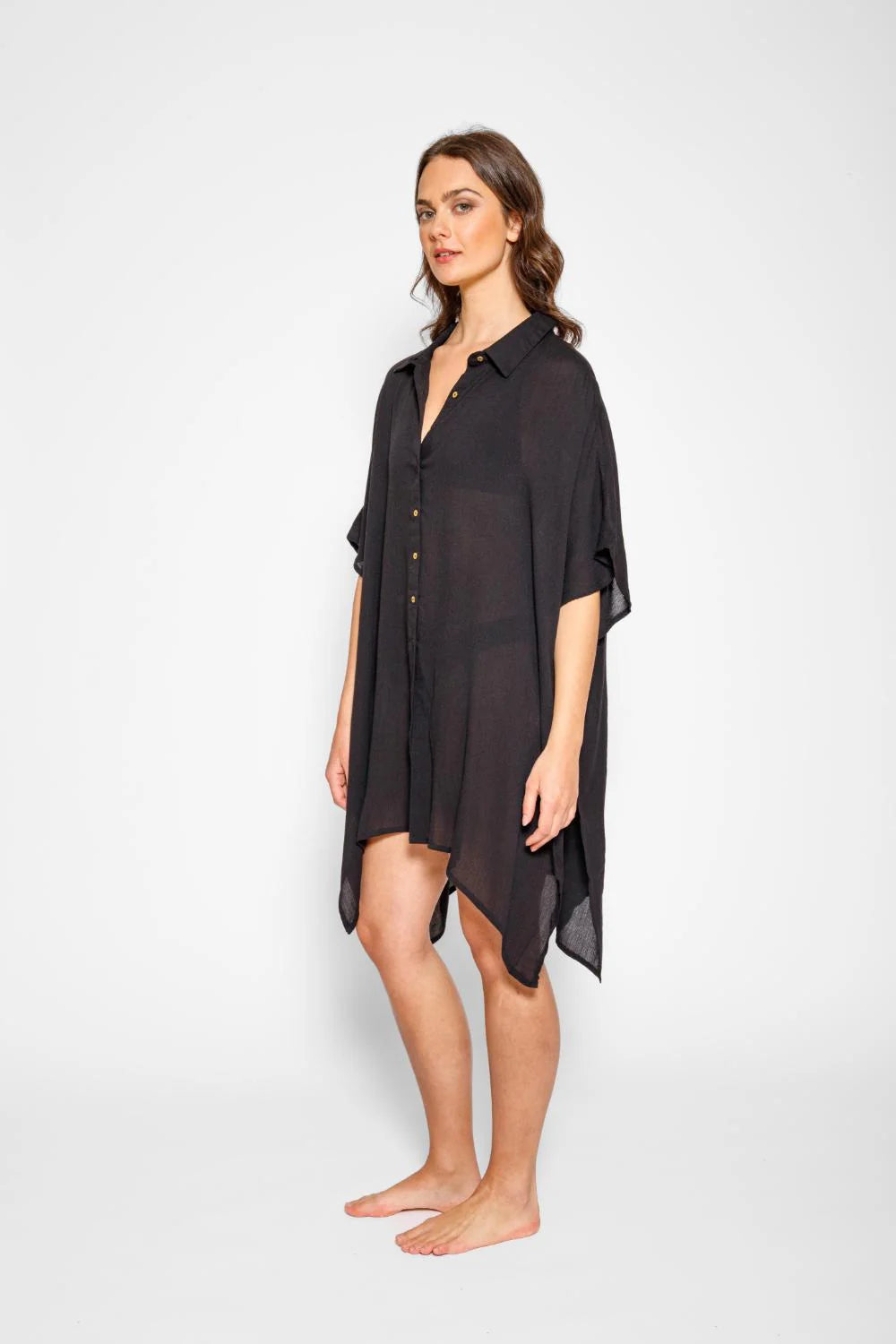 Miami Big Shirt Dress In Black - Koy Resort