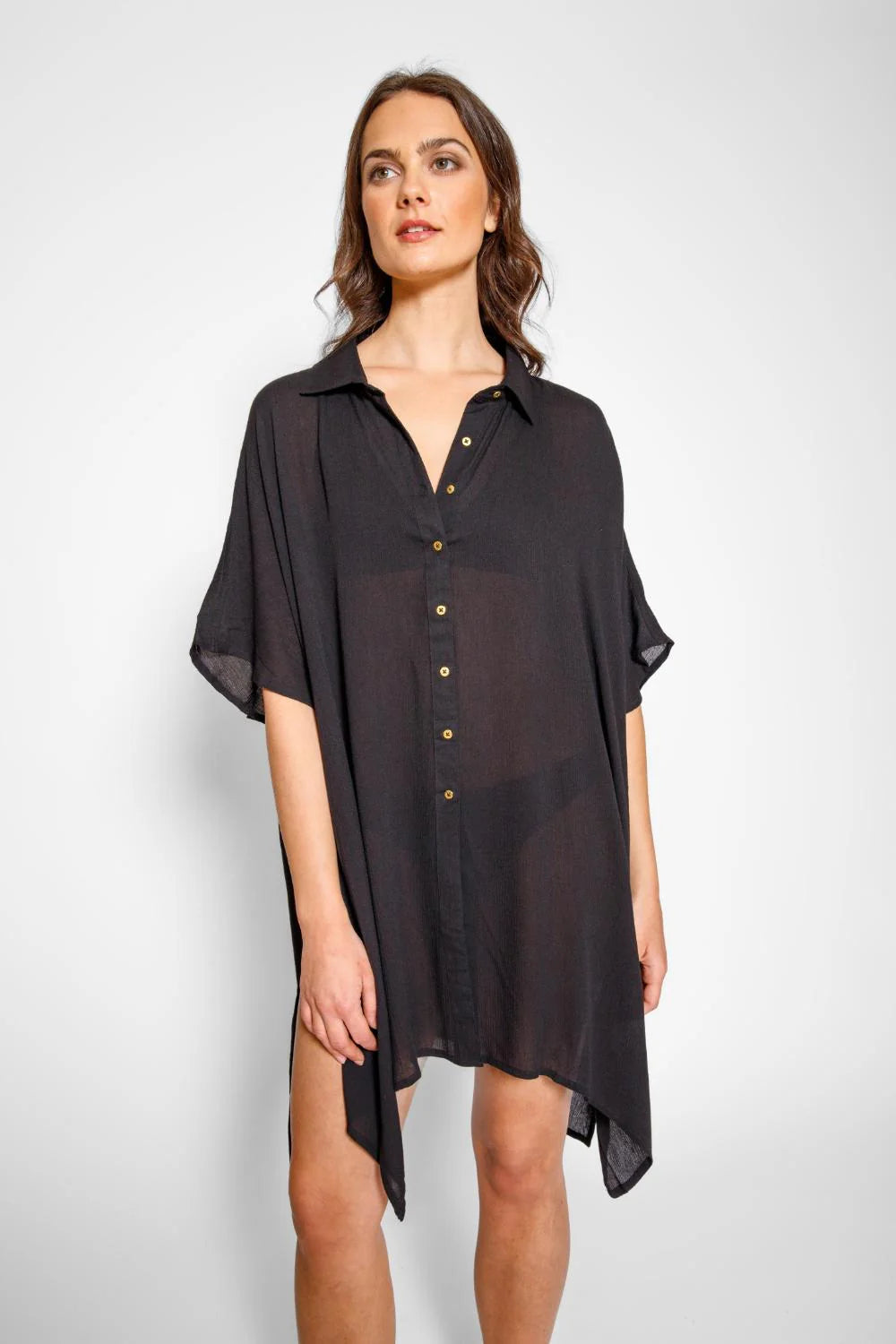 Miami Big Shirt Dress In Black - Koy Resort