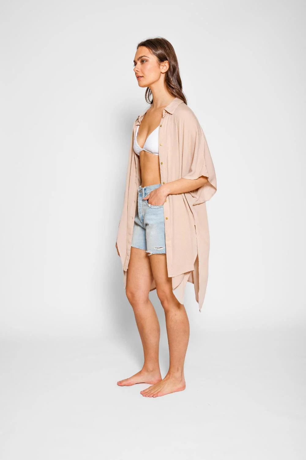 Miami Big Shirt Dress In Coconut - Koy Resort