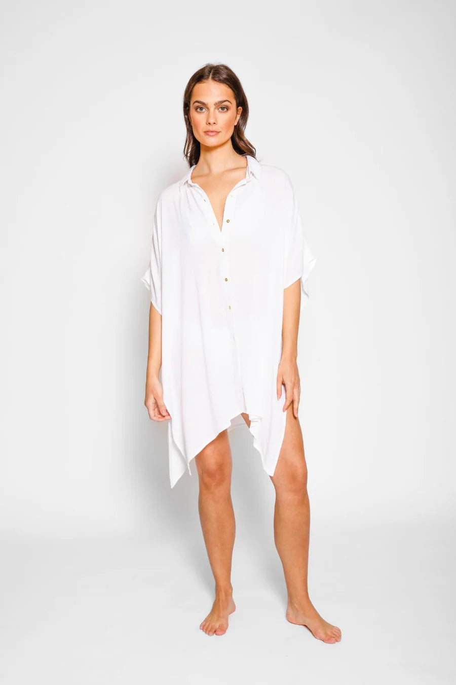 Miami Big Shirt Dress In White - Koy Resort