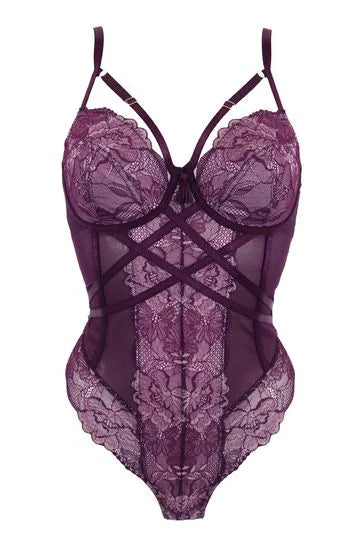 After Hours Underwired Thong Back Body In Blackberry & Pink - Pour Moi