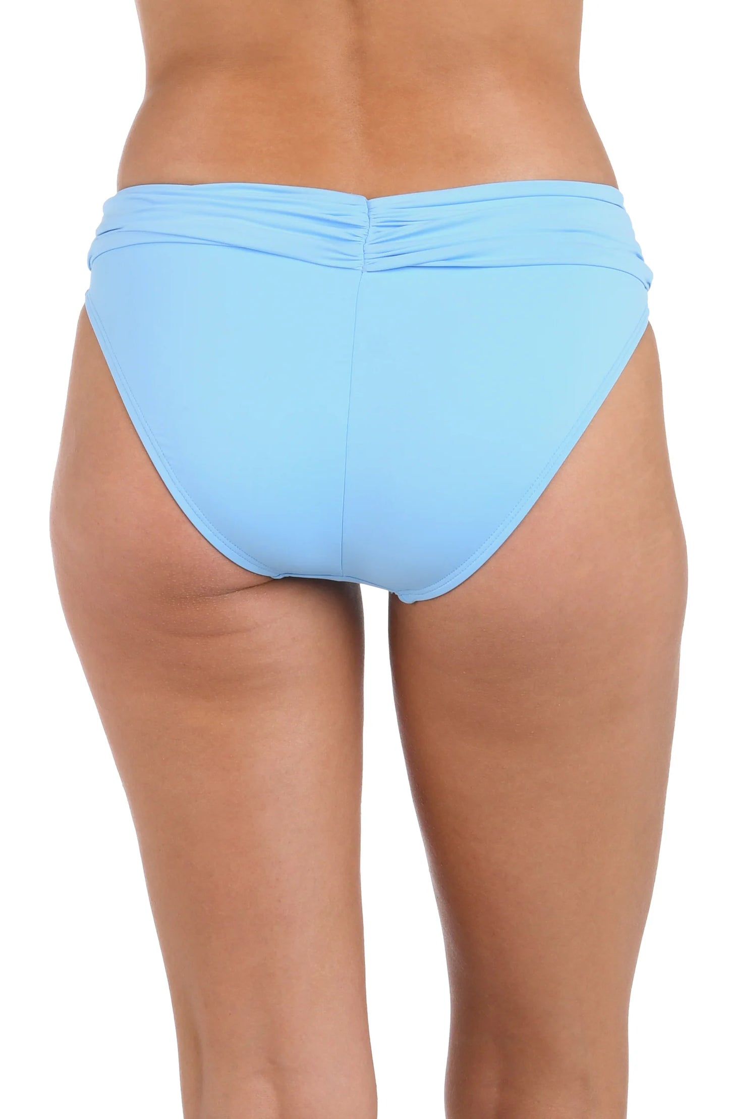 Island Goddess Shirred Band Hipster Bottom In Crystal Blue - La Blanca