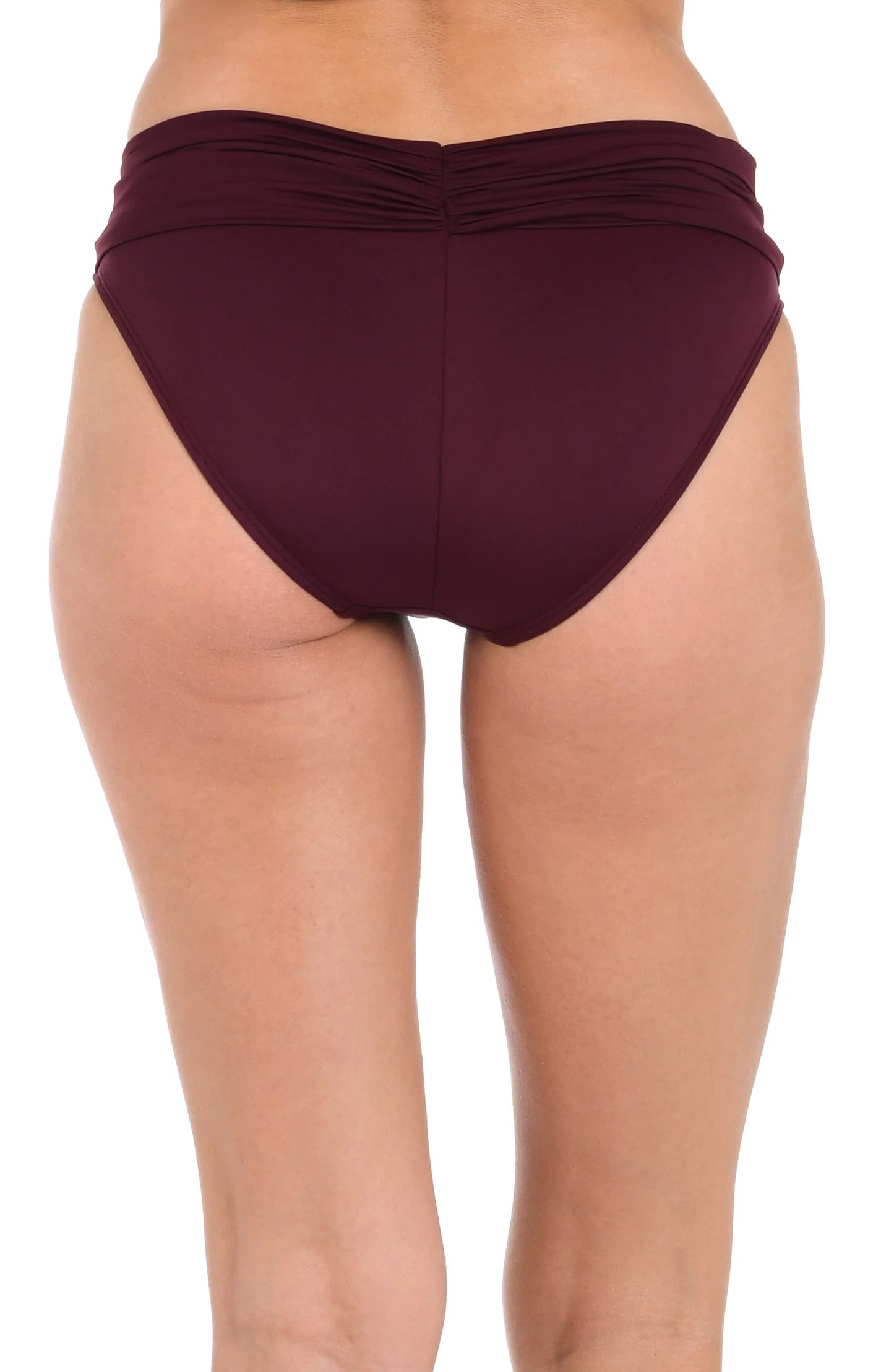 Island Goddess Shirred Band Hipster Bottom In Dark Cherry - La Blanca