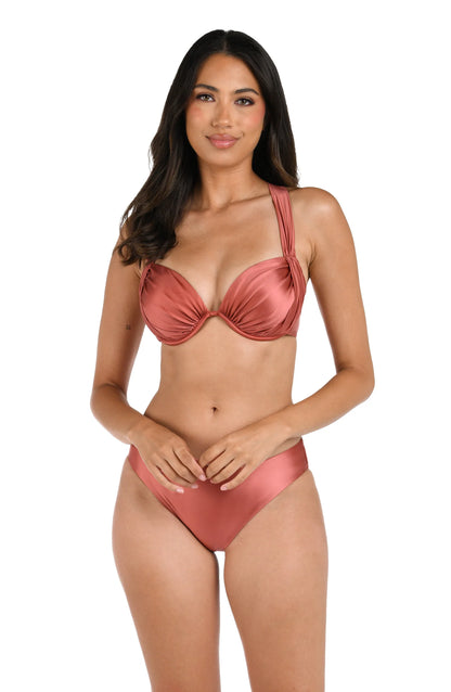 Earth Goddess Drapped Underwire Bikini Top In Sienna - La Blanca