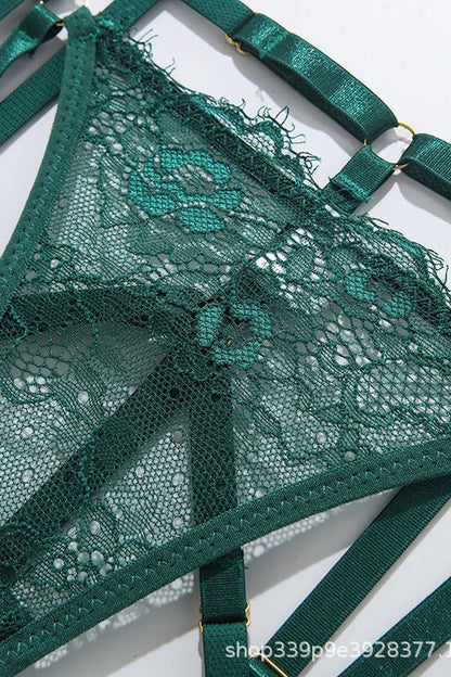 Ladies Sexy Eyelash Lace Thong In Green - Lovely Lies