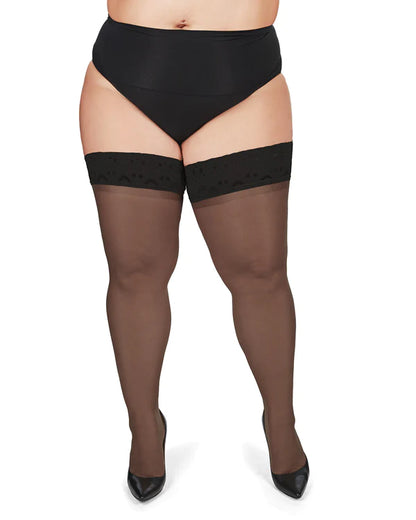 Silky Sheer Lace Top Thigh Hight In Black - MeMoi
