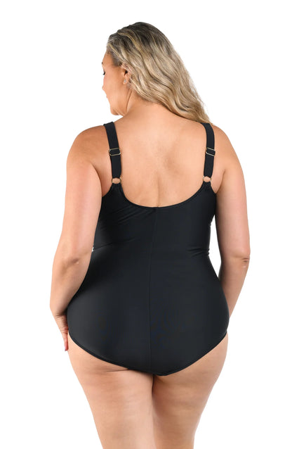 Solid Over The Shoulder Maillot in Black