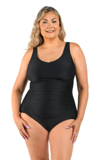 Solid Over The Shoulder Maillot in Black