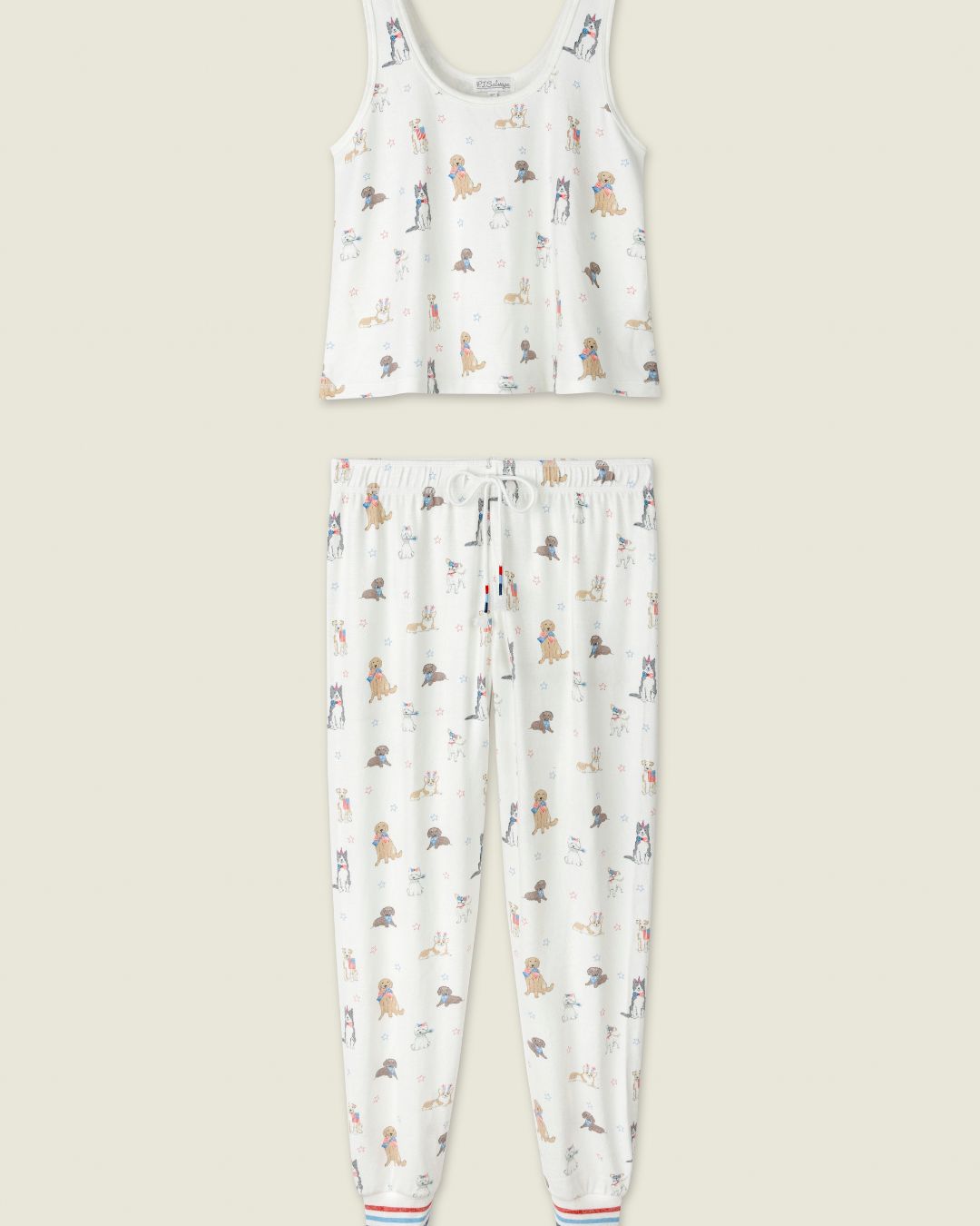 Red White & Woof PJ Set in Ivory - PJ Salvage