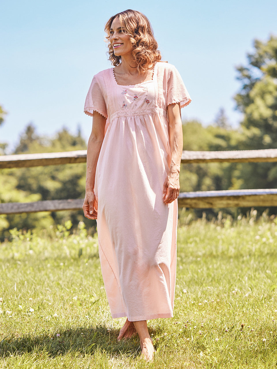 Meadow Flower Nighty In Shell Pink - April Cornell