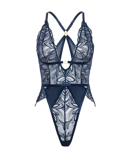 Davina V-Plunge Teddy In Estate Blue - Oh La La Cheri