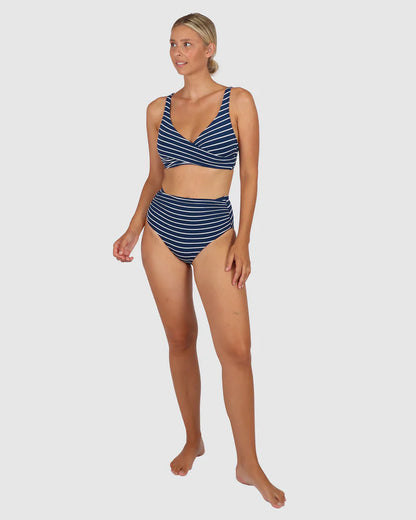 All Aboard High Waist Bikini Bottom In Indigo - Baku