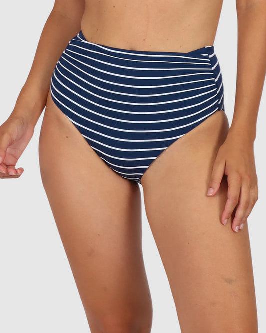 All Aboard High Waist Bikini Bottom In Indigo - Baku