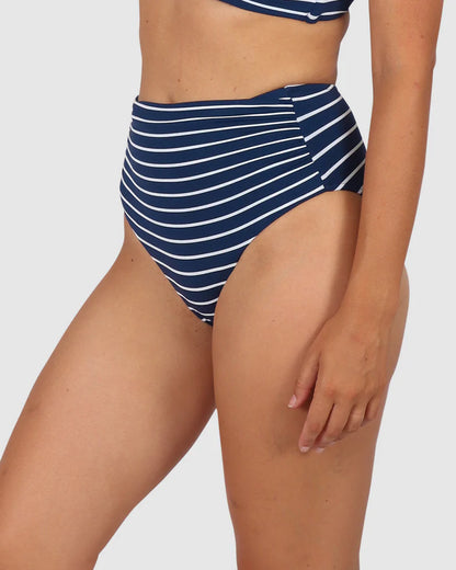 All Aboard High Waist Bikini Bottom In Indigo - Baku