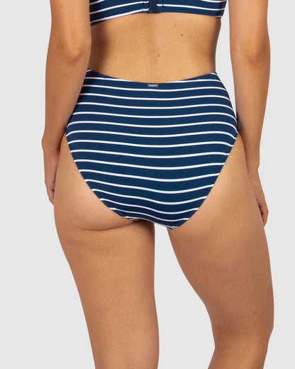 All Aboard High Waist Bikini Bottom In Indigo - Baku