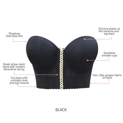 Soutien-gorge sans bretelles long Shea en noir - Parfait