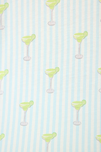 Playful Prints Salty Cadillac Striped Short PJ Set In Light Blue