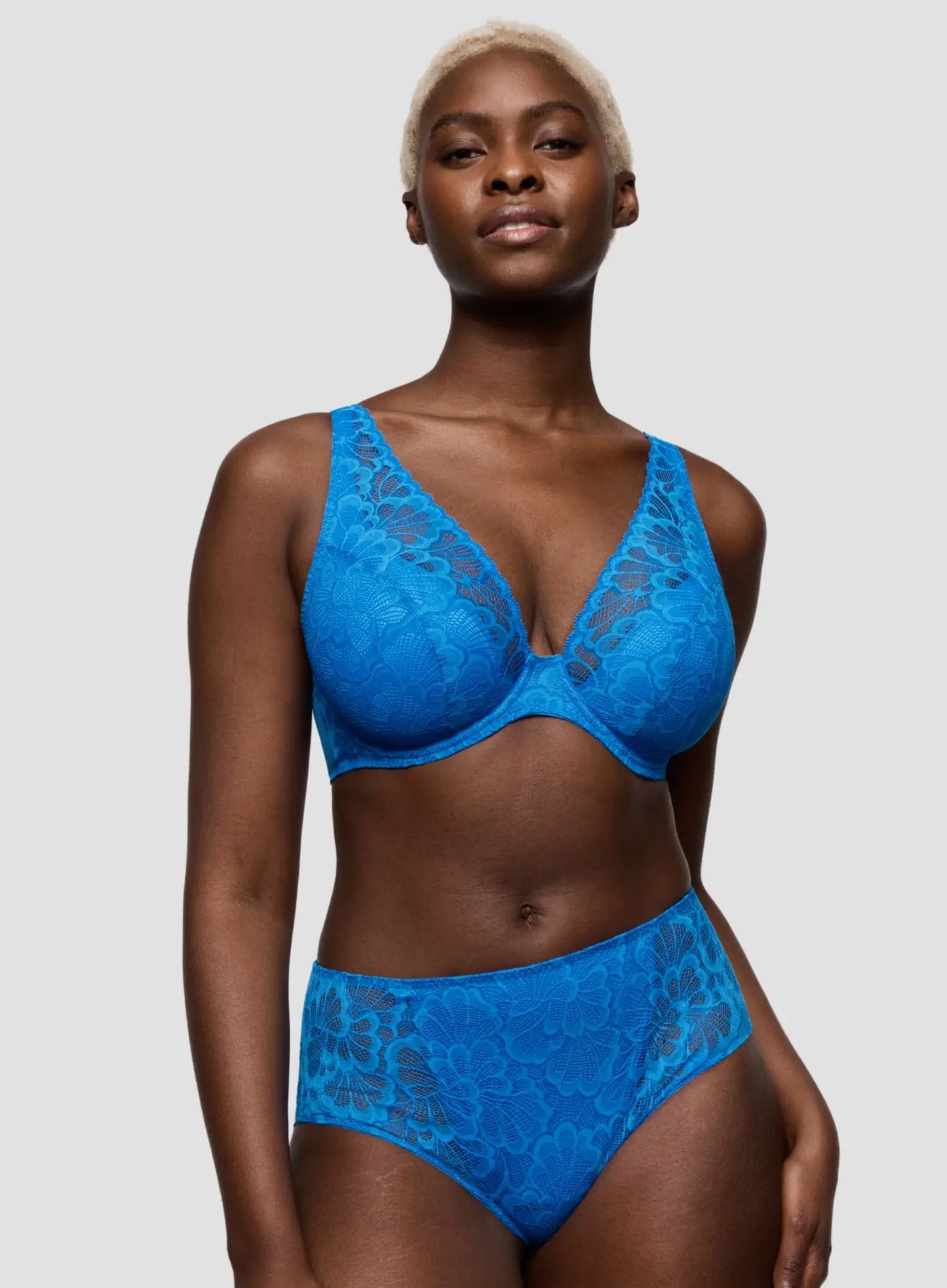 Mocuto Half Padded Plunge Bra in Blu Cina - Prima Donna