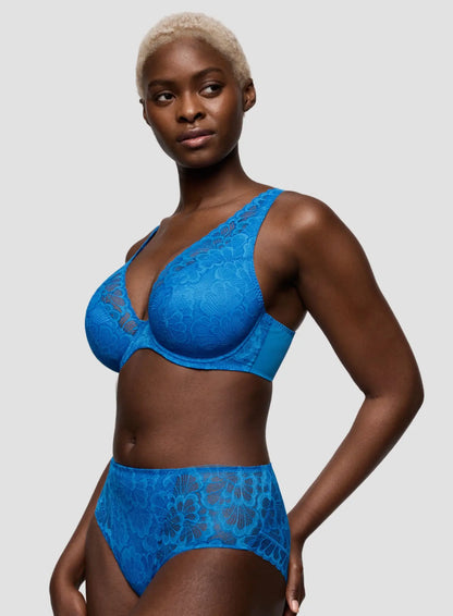 Mocuto Half Padded Plunge Bra in Blu Cina - Prima Donna