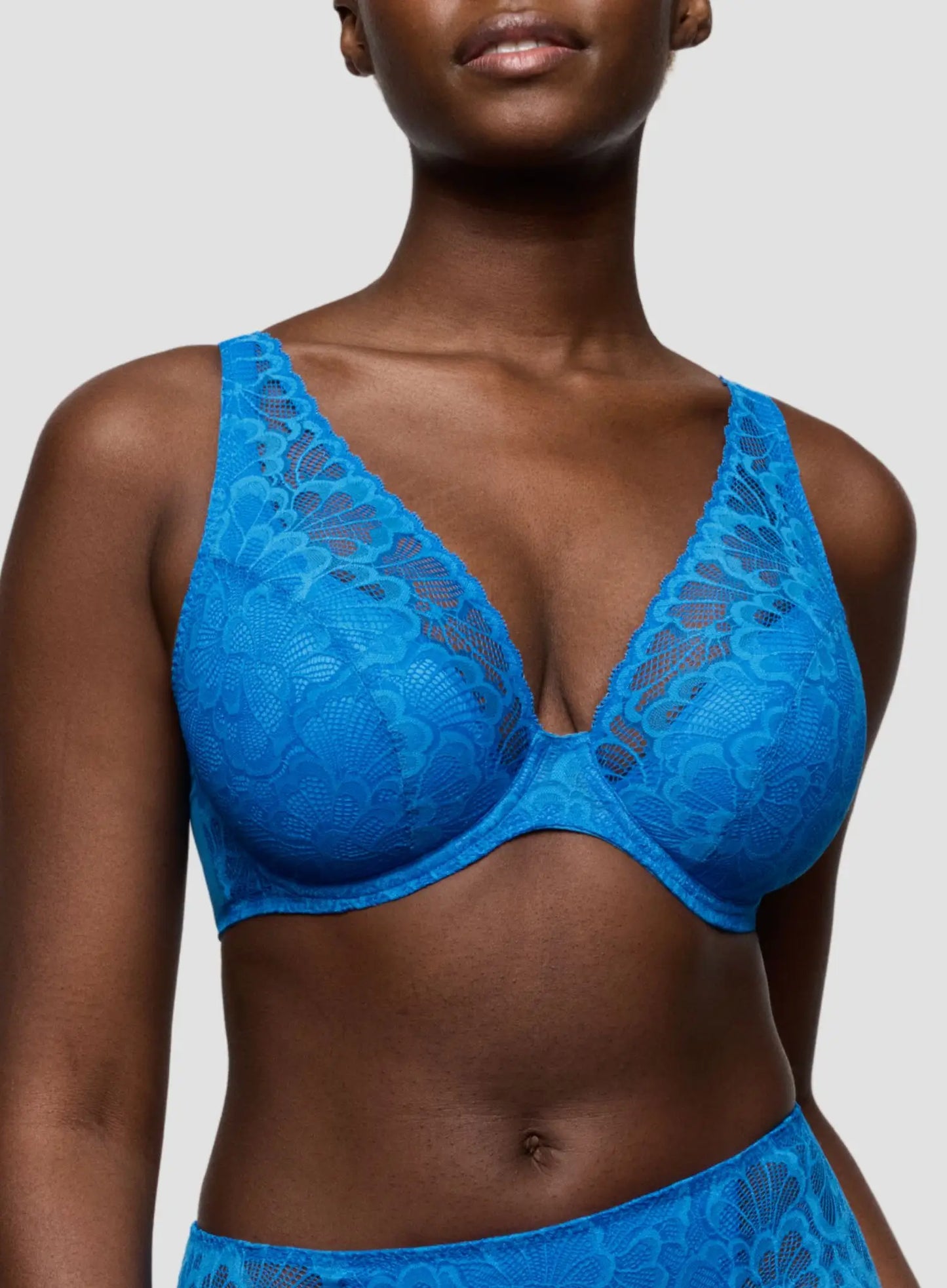 Mocuto Half Padded Plunge Bra in Blu Cina - Prima Donna